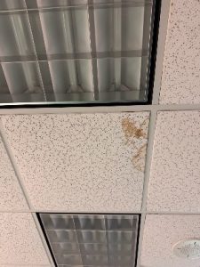Stained ceiling tile.